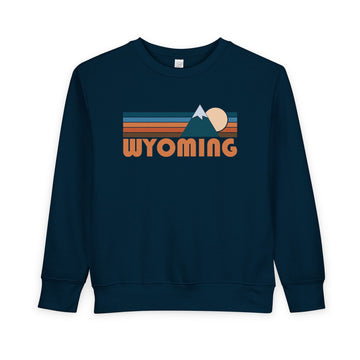 Buy navy Wyoming Toddler Sweatshirt - Retro Mountain Wyoming Toddler Crewneck Sweatshirt