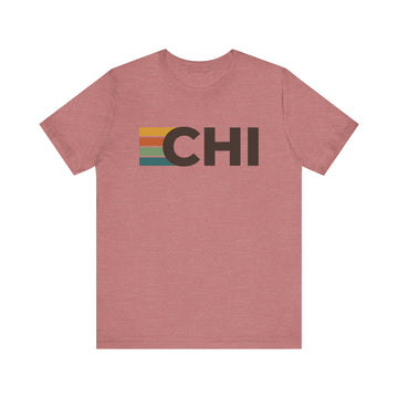 Buy heather-mauve Chicago, Illinois tee - CHI t shirt retro stripes