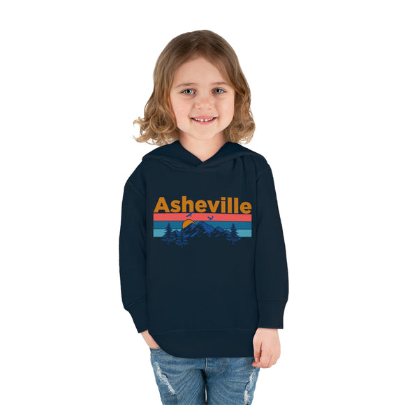 Asheville Toddler Hoodie - Retro Mountain Sun Unisex Asheville Toddler Sweatshirt