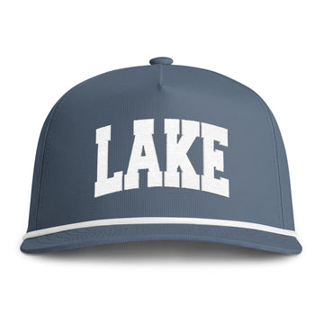 Lake Embroidered Rope Hat - Vintage Sunwashed Rope Cap, Comfort Colors