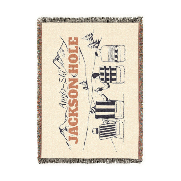Jackson Hole, Wyoming Ski Town Throw Blanket | Mountain Woven Blanket