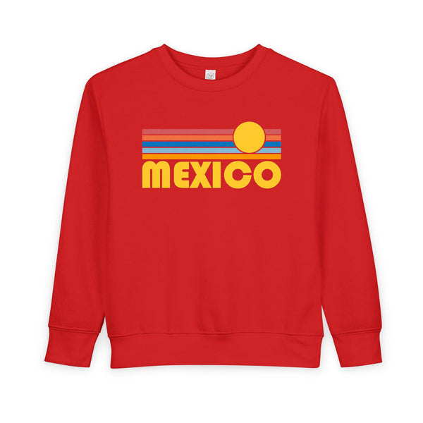 Mexico Toddler Sweatshirt - Retro Sun Mexico Toddler Crewneck Sweatshirt