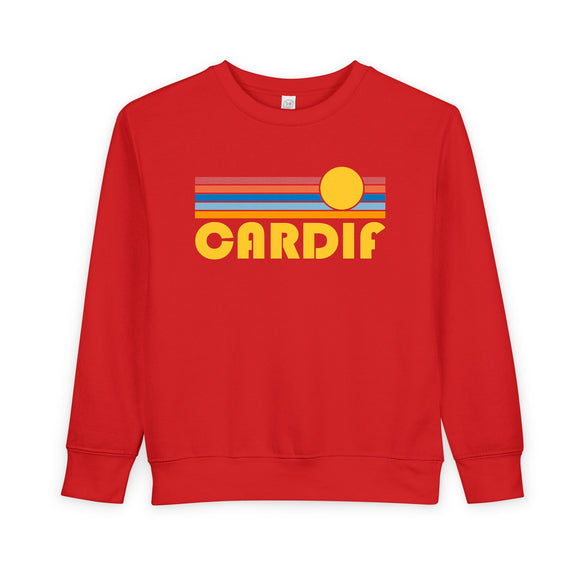Cardif, California Toddler Sweatshirt - Retro Sun Cardif Toddler Crewneck Sweatshirt