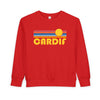 Cardif, California Toddler Sweatshirt - Retro Sun Cardif Toddler Crewneck Sweatshirt