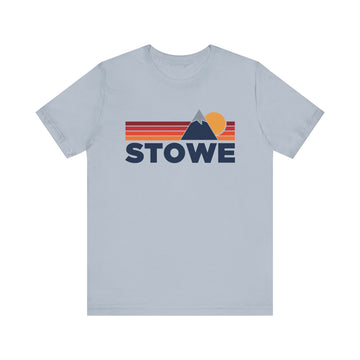 Buy light-blue Retro Stowe, Vermont T-shirt, Mountain Tee, Vintage Stowe Unisex Jersey Shirt, Outdoor Hiking Apparel