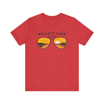 Buy heather-red Mullett Lake, Michigan T Shirt - Sunglasses Lake Graphic Tee