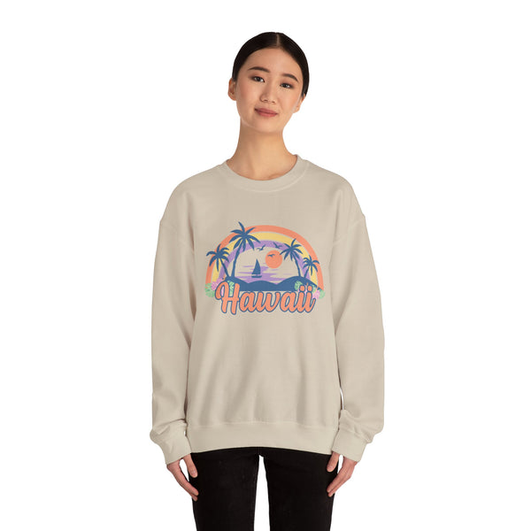 Hawaii Sweatshirt - Unisex Retro Beach Hawaii Crewneck Sweatshirt