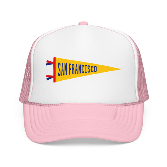 San Francisco, California Pennant Trucker Hat — Retro Flag Foam Cap