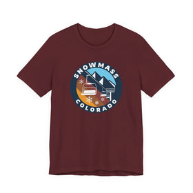 Buy maroon Snowmass, Colorado T Shirt - Retro Ski Lift Tee