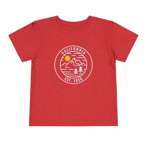 California Toddler T-Shirt - Retro Mountain Unisex Toddler California Shirt