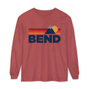 Bend, Oregon Long Sleeve T-Shirt Retro Mountain, Unisex Bend Unisex Garment-dyed Long Sleeve T-Shirt-5