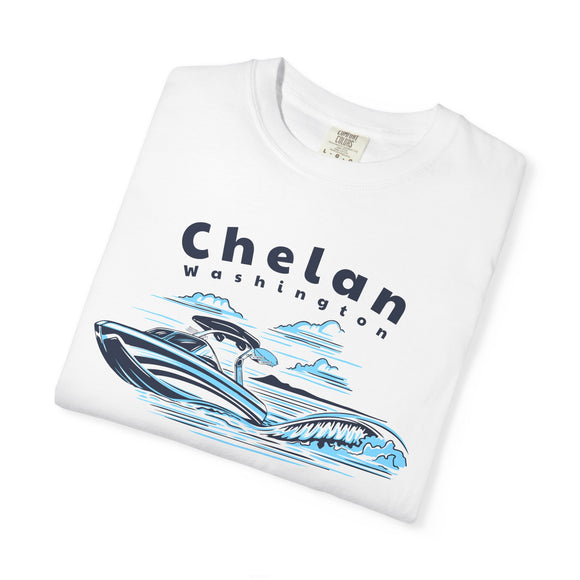Chelan, Washington T-Shirt, Comfort Colors 100% Cotton Wakeboard Boat Tee