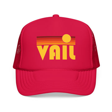 Buy red Vail, Colorado Retro Sunset Trucker Hat