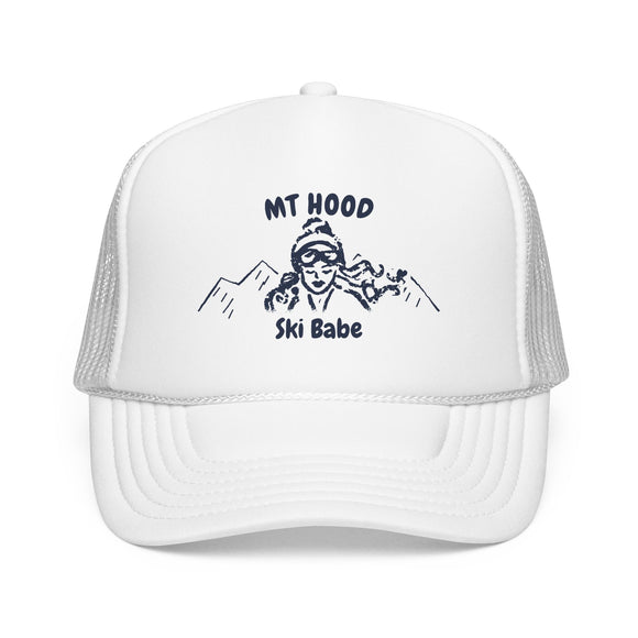 Mt Hood, Oregon Ski Babe Trucker Hat — Foam Mesh Cap