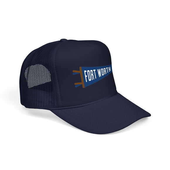 Fort Worth, Texas Pennant Trucker Hat — Retro Flag Foam Cap