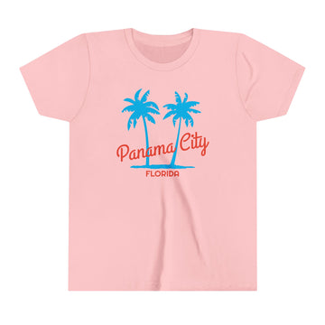 Buy pink Panama City Beach, Florida Youth Shirt - Retro Palm Tree Panama City Beach Kid's T-Shirt