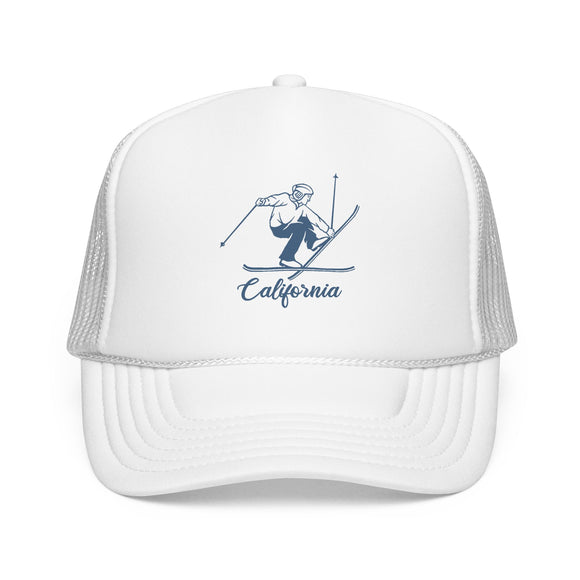 California Snow Ski Trucker Hat — Retro Skier Foam Cap