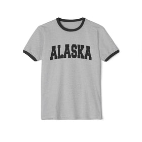 Alaska Unisex Cotton Ringer T-Shirt, Vintage Graphic Tee, Adventure Apparel, Travel Souvenir, Gift for Nature Lovers, Sportswear