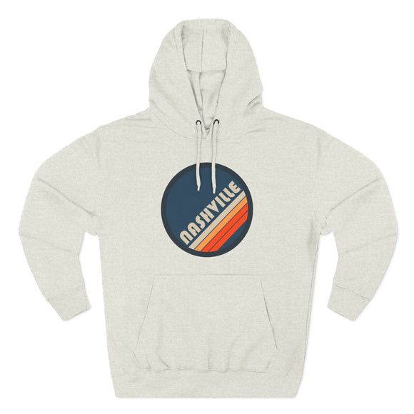 Premium Nashville, Tennessee Retro Circle Hoodie — Vintage 70s Striped Logo Pullover
