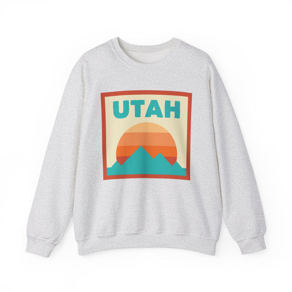 Retro Utah Sweatshirt, Mountain Sun Design, Unisex Crewneck, Gift for Outdoorsy Friends, Vintage Utah Jumper