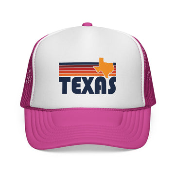 Buy pink Retro Texas state stripe Trucker Hat | Vintage Lone Star hat