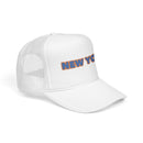 New York Foam Trucker Hat - Retro Orange & Blue City Patch-10