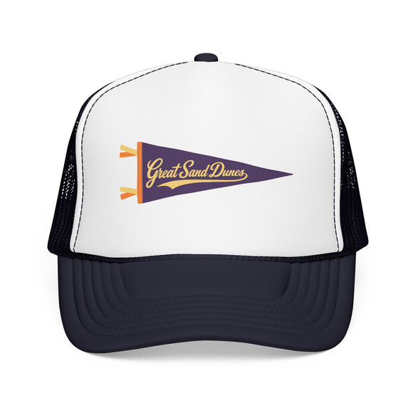 Great Sand Dunes National Park Pennant Trucker Hat — Vintage Foam Mesh Cap