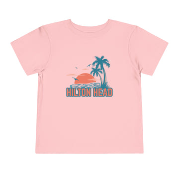 Buy pink Hilton Head, South Carolina Toddler T-Shirt - Retro Palm Tree Toddler Hilton Head Shirt
