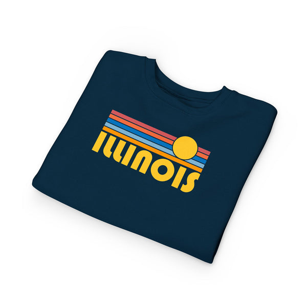 Illinois Toddler Sweatshirt - Retro Sun Illinois Toddler Crewneck Sweatshirt