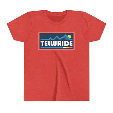 Buy heather-red Telluride, Colorado Youth Graphic Tee - Kids Telluride T Shirt