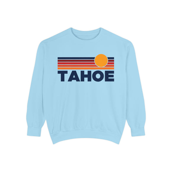 Lake Tahoe, California Sunset Stripes Sweatshirt | Comfort Colors - 100% Cotton