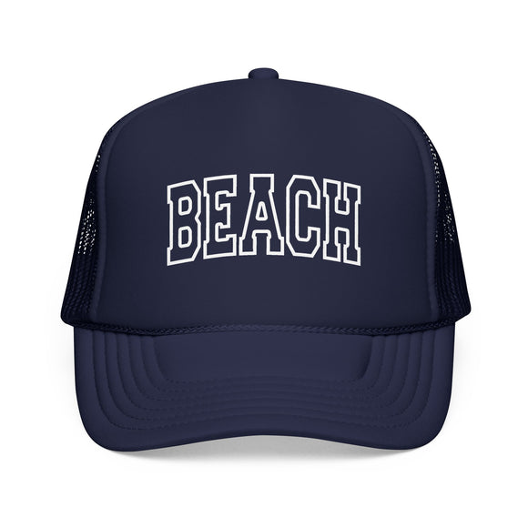 Beach Trucker Hat — Vintage College Foam Mesh Cap