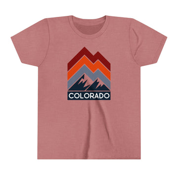 Colorado Youth Shirt - Retro Mountain Colorado Kid's T-Shirt - Chevron Peaks