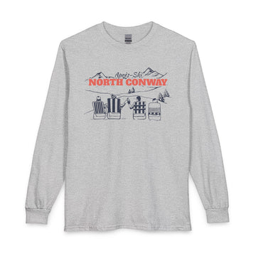 North Conway, New Hampshire Après-ski Long Sleeve Shirt - Mountain Retro Skiing