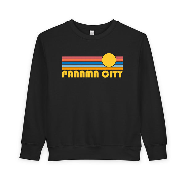 Panama City, Florida Toddler Sweatshirt - Retro Sun Panama City Toddler Crewneck Sweatshirt