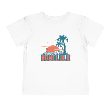 Honolulu, Hawaii Toddler T-Shirt - Retro Palm Tree Toddler Honolulu Shirt - 0