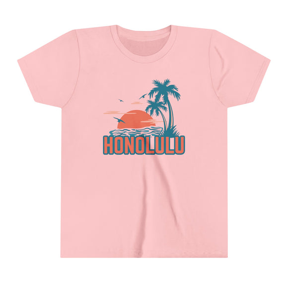 Honolulu, Hawaii Youth Shirt - Retro Palm Tree Honolulu Kid's T-Shirt