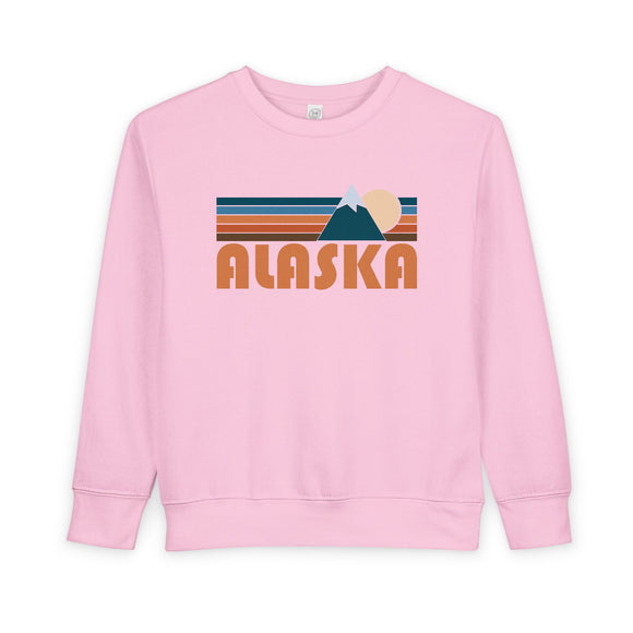 Alaska Toddler Sweatshirt - Retro Mountain Alaska Toddler Crewneck Sweatshirt