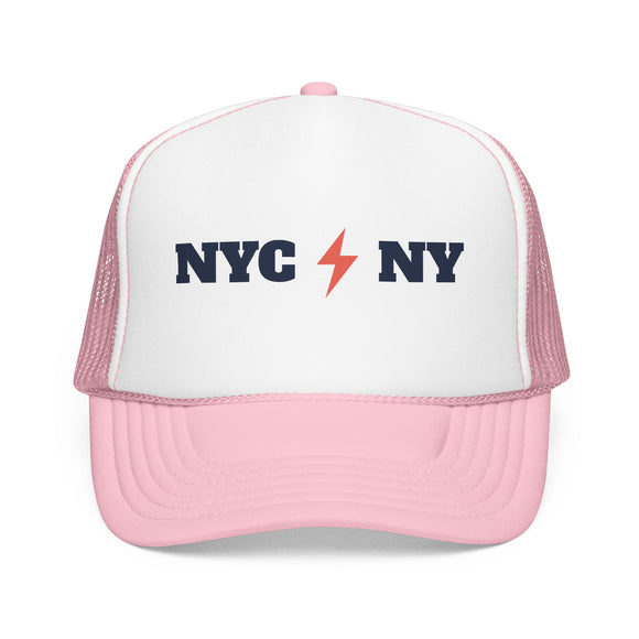New York City, New York Retro Trucker Hat - Lightning Foam Cap
