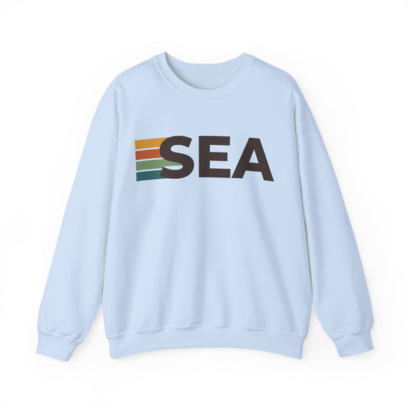 Seattle, Washington SEA Retro Stripe Sweatshirt