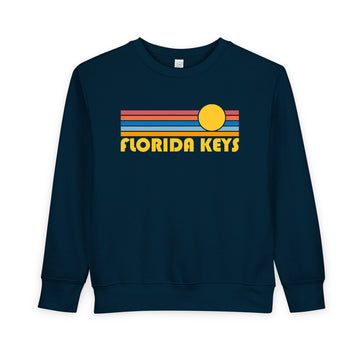 Buy navy Florida Keys, Florida Toddler Sweatshirt - Retro Sun Florida Keys Toddler Crewneck Sweatshirt