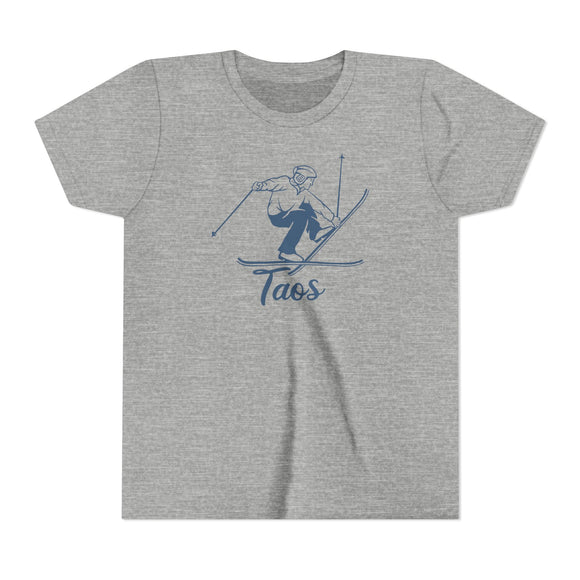 Taos, New Mexico Youth Vintage Snow Ski Graphic Tee - Kids Taos T Shirt