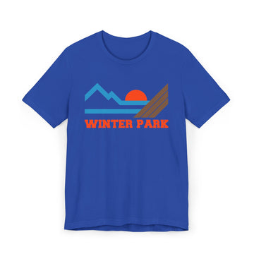 Buy true-royal Winter Park, Colorado Retro Mountains Sunset T-Shirt | Vintage Winter Park Tee