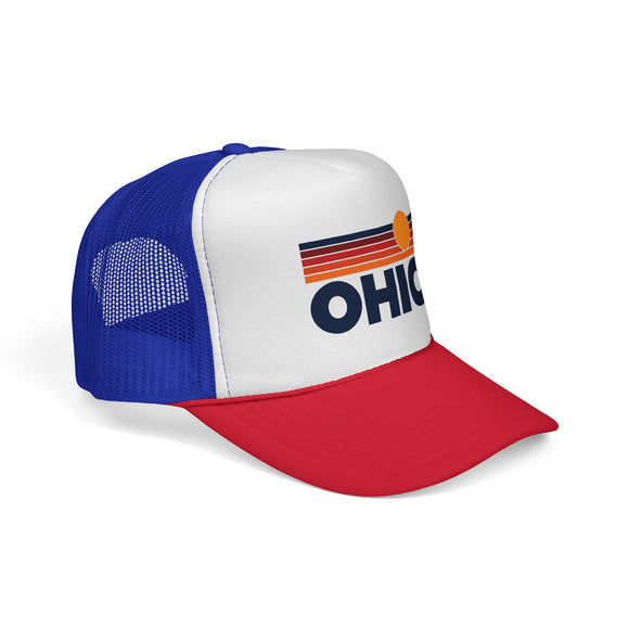 Ohio Retro Sun Trucker Hat - Vintage Style Ohio Cap