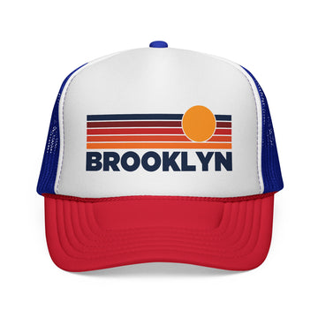 Brooklyn, New York Retro Sun Trucker Hat - Vintage Style Brooklyn Cap