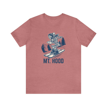 Buy heather-mauve Mt Hood, Oregon T-Shirt - Skeleton Skier Unisex Mt Hood Shirt