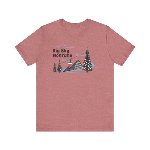 Big Sky, Montana T-Shirt - Retro Ski Mountain Gondola Unisex Big Sky Shirt