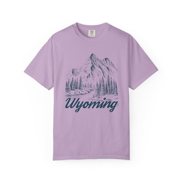 Wyoming Graphic Tee - Mountain Illustration Wyoming T Shirt