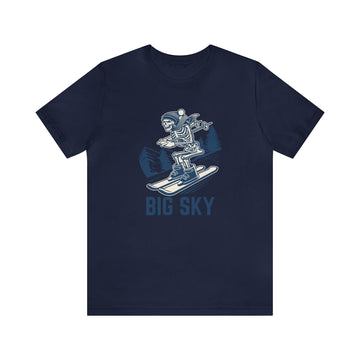Buy navy Big Sky, Montana T-Shirt - Skeleton Skier Unisex Big Sky Shirt