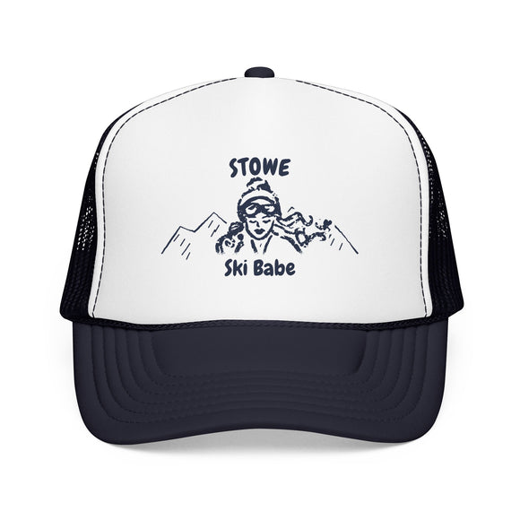 Stowe, Vermont Ski Babe Trucker Hat — Foam Mesh Cap